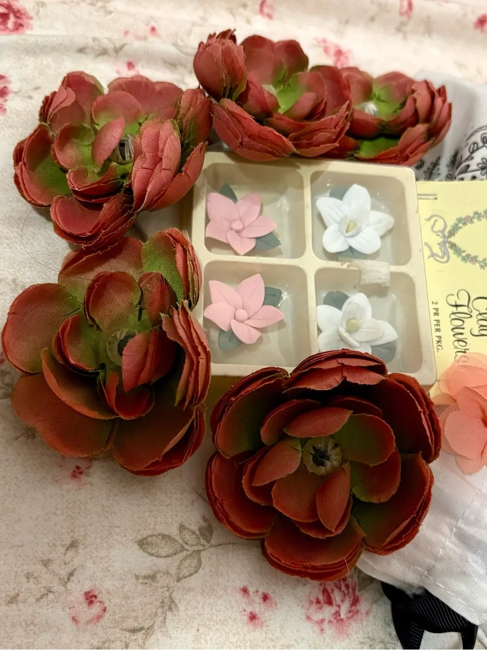 Fabric and Porcelain Flower Craft Bundle